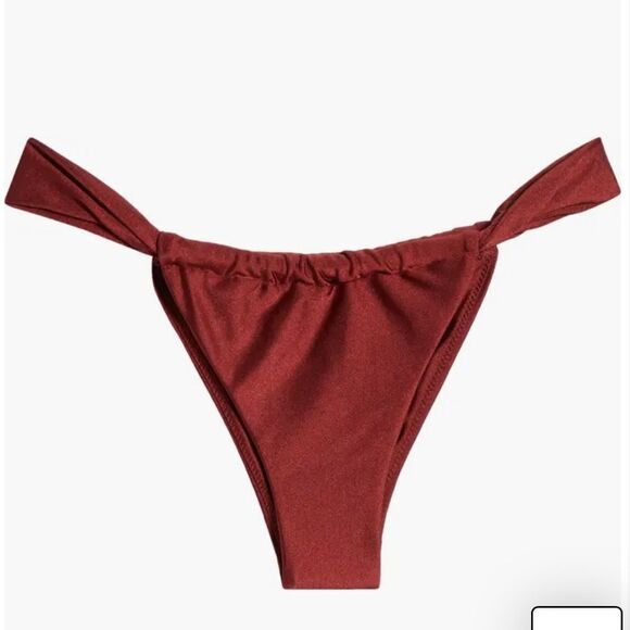 Kulani Kinis ruched thong bikini bottom cinnamon brown swimsuit Revolve XL - Picture 4 of 9